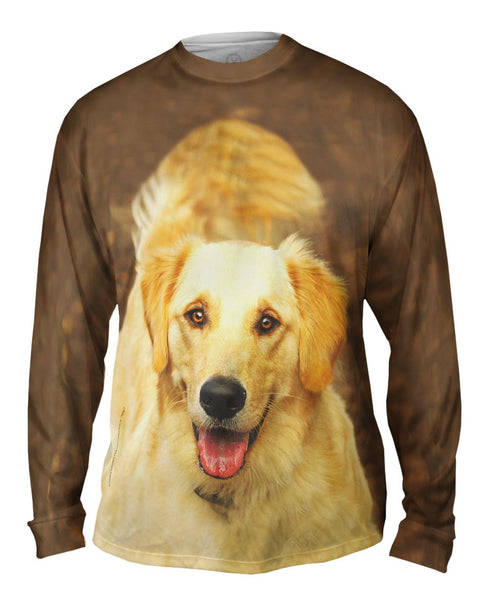 Fluffy Tailed Golden Lab Mens Long Sleeve