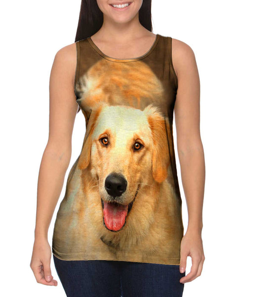 Fluffy Tailed Golden Lab Womens Tank Top