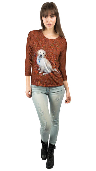 Golden Lab Enjoys Fall Womens 3/4 Sleeve