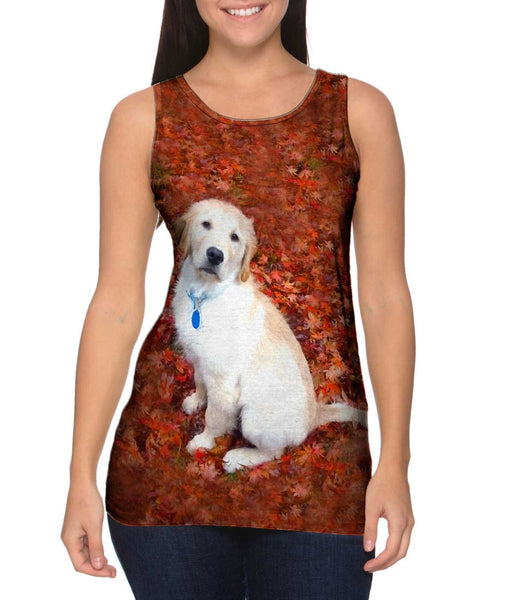 Golden Lab Enjoys Fall Womens Tank Top