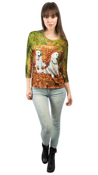 White Labs Among Leaves Womens 3/4 Sleeve