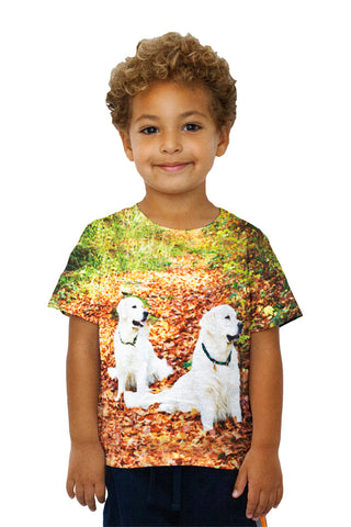 Kids White Labs Among Leaves