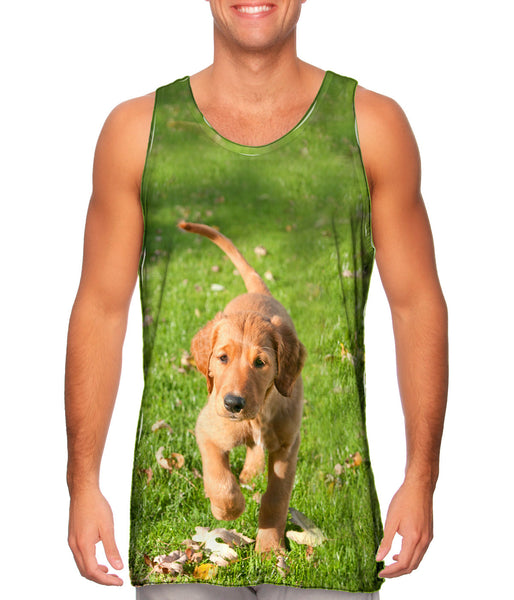 Golden Lab Kicking Leaves Mens Tank Top
