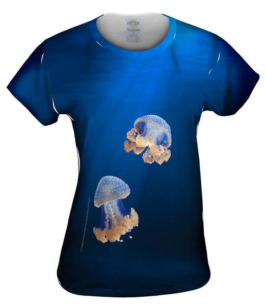 Blue Jellyfish Rise Underwater Womens Top