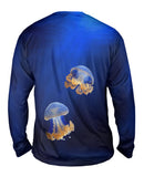 Blue Jellyfish Rise Underwater