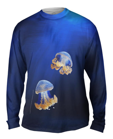 Blue Jellyfish Rise Underwater