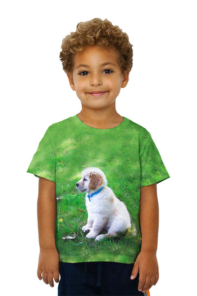 Kids Golden Lab Puppy In Thought Kids T-Shirt