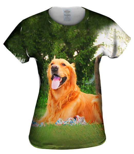 Golden Lab With Rope Toy Womens Top