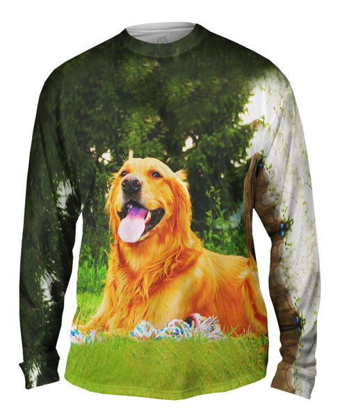 Golden Lab With Rope Toy Mens Long Sleeve