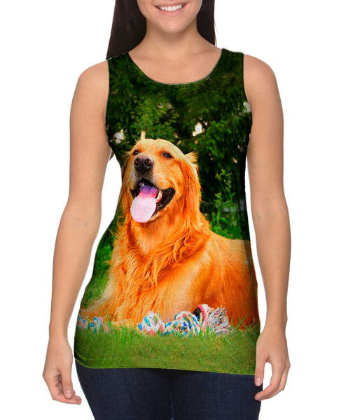 Golden Lab With Rope Toy&nbsp;Womens Tank Top