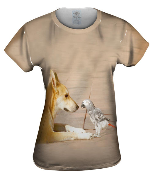 Parrot And Dog Meeting Of The Minds Womens Top