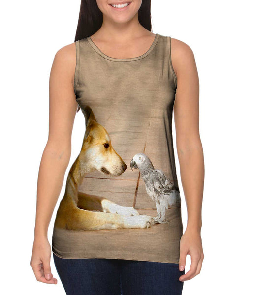 Parrot And Dog Meeting Of The Minds&nbsp;Womens Tank Top