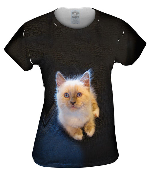 Fluffy Kitty Cat Stare Womens Top