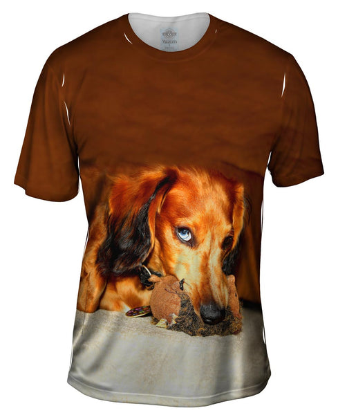 Dachshund With Chew Toy Mens T-Shirt