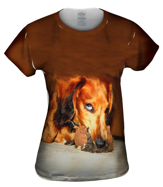 Dachshund With Chew Toy Womens Top