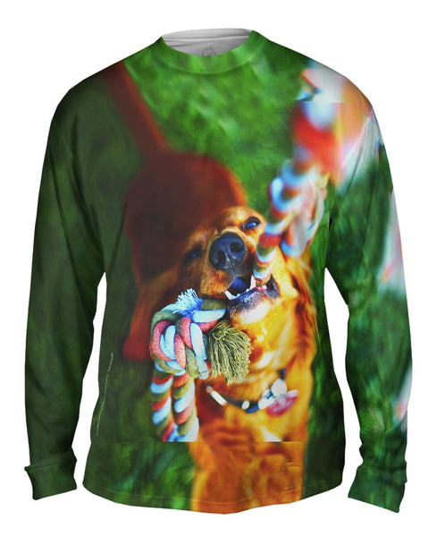Golden Lab Tug O War Mens Long Sleeve