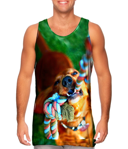 Golden Lab Tug O War Mens Tank Top