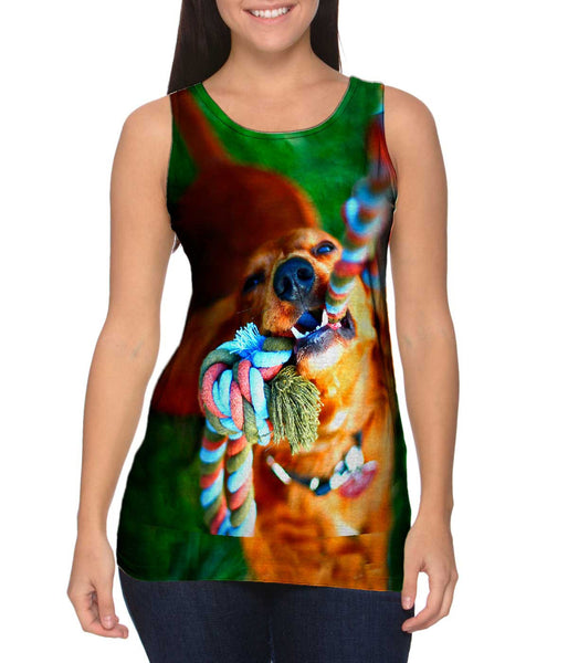 Golden Lab Tug O War Womens Tank Top