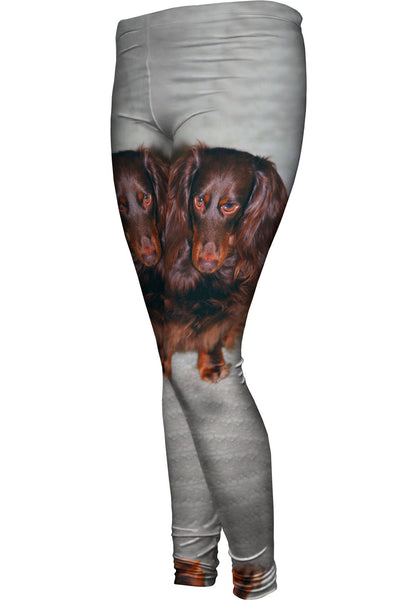 Shy Brown Dachshund&nbsp;Womens Leggings