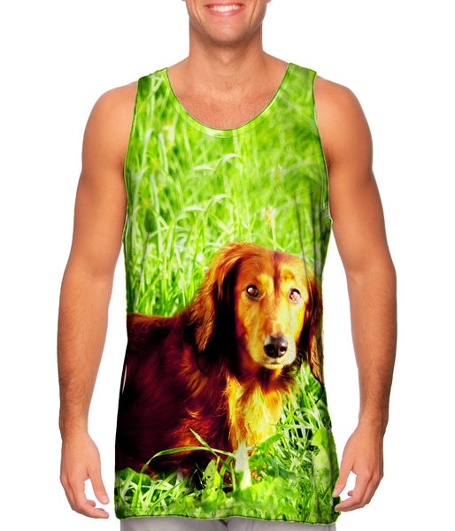 Dachshund In Grass&nbsp;Mens Tank Top