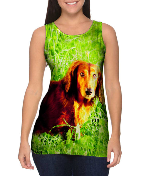 Dachshund In Grass&nbsp;Womens Tank Top
