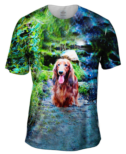 Dachshund In Forest Mens T-Shirt