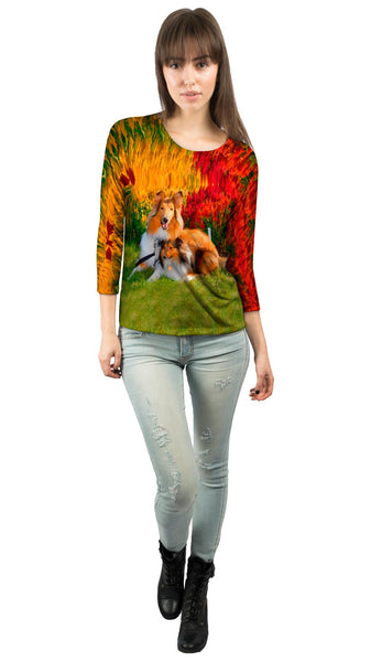 Clever Sitting Collies&nbsp;Womens 3/4 Sleeve