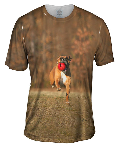 Lively Boxer And Red Ball Mens T-Shirt
