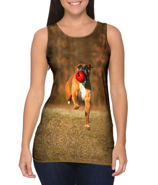 Lively Boxer And Red Ball&nbsp;Womens Tank Top