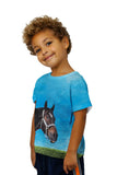 Kids Curious Black Horse
