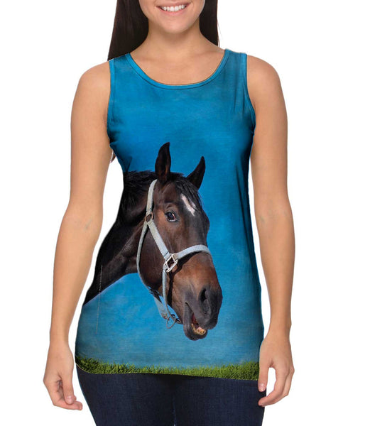 Curious Black Horse&nbsp;Womens Tank Top