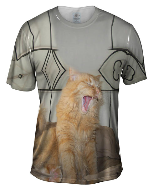 Yawning White Cat Mens T-Shirt