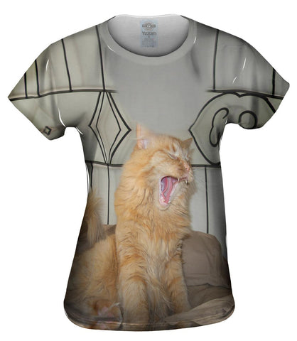 Yawning White Cat