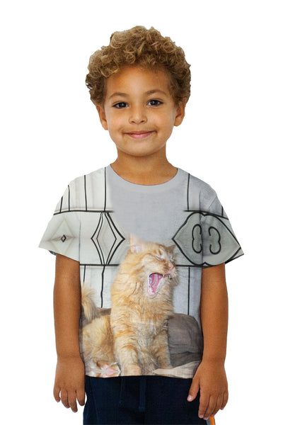 Kids Yawning White Cat&nbsp;Kids T-Shirt