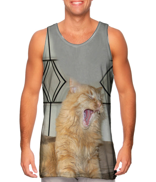 Yawning White Cat Mens Tank Top
