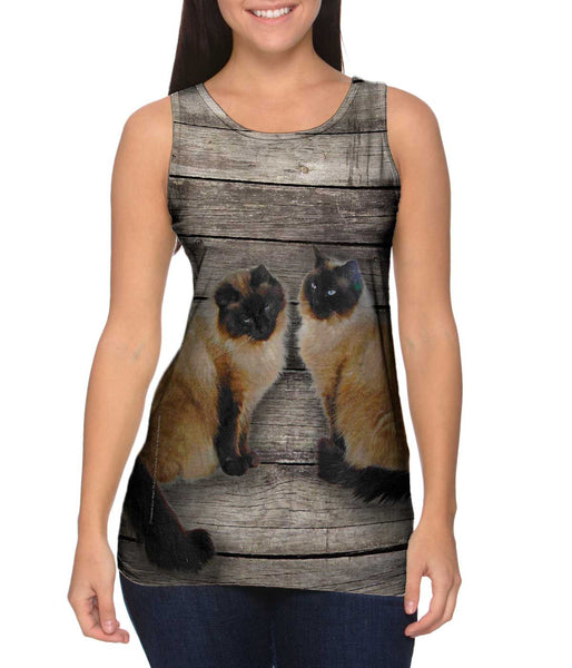 Vintage Siamese Cats Womens Tank Top