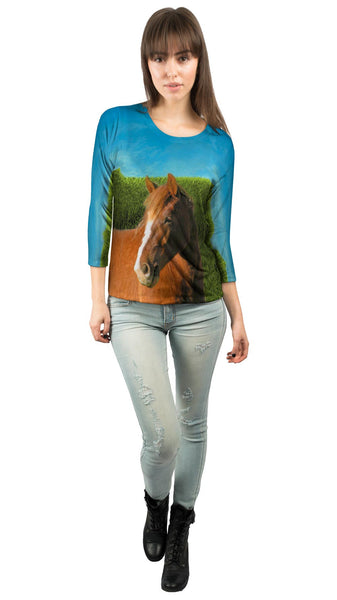 Boundless Brown Horse&nbsp;Womens 3/4 Sleeve