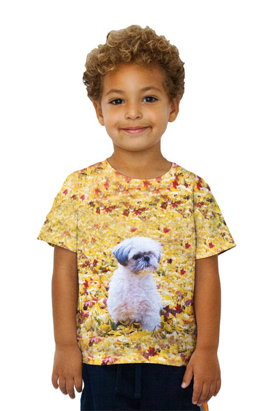 Kids Shih Tzu Amongst The Autumn Leaves&nbsp;Kids T-Shirt