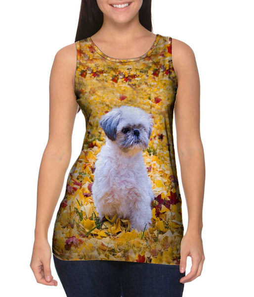Shih Tzu Amongst The Autumn Leaves&nbsp;Womens Tank Top