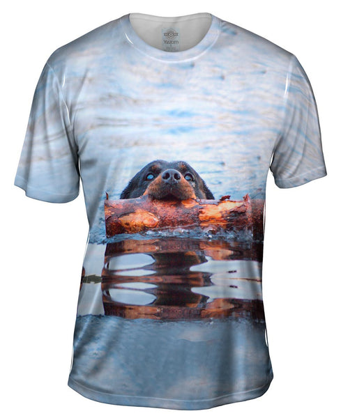 Rottweiler Plays Beaver Mens T-Shirt