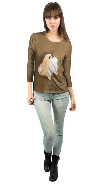 Pomeranian Cherry Cape Superhero&nbsp;Womens 3/4 Sleeve