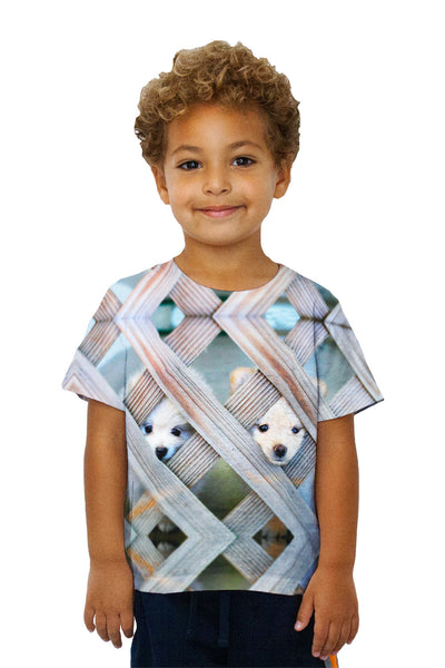 Kids Pomeranian Peeking Through Fence&nbsp;Kids T-Shirt