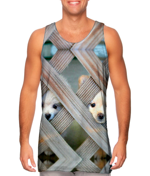 Pomeranian Peeking Through Fence&nbsp;Mens Tank Top