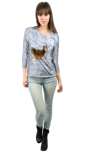 Snow Day Sheltie&nbsp;Womens 3/4 Sleeve
