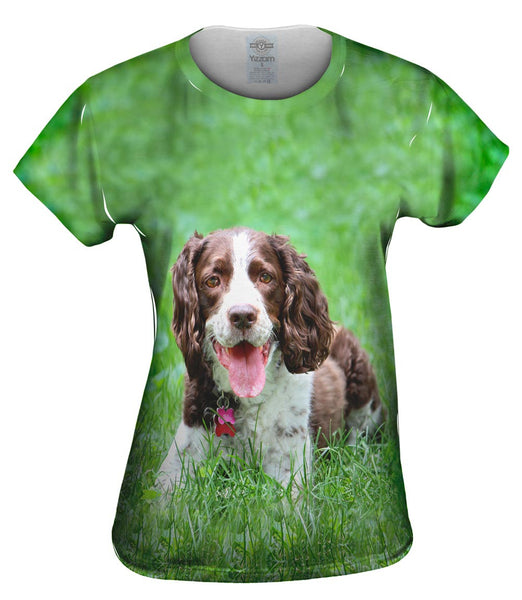 Outgoing Cocker Spaniel In Garden Womens Top