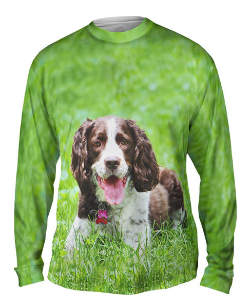 Outgoing Cocker Spaniel In Garden&nbsp;Mens Long Sleeve