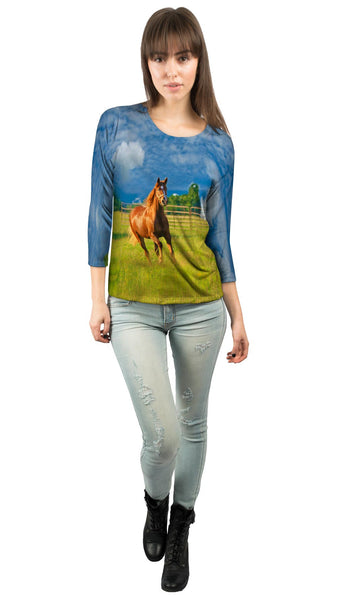Running Golden Horse&nbsp;Womens 3/4 Sleeve