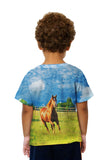 Kids Running Golden Horse