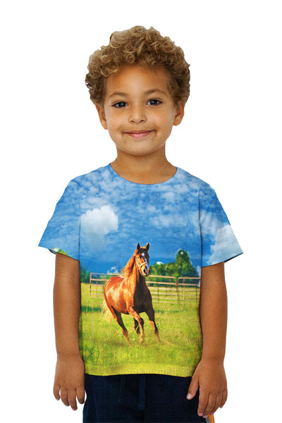 Kids Running Golden Horse&nbsp;Kids T-Shirt