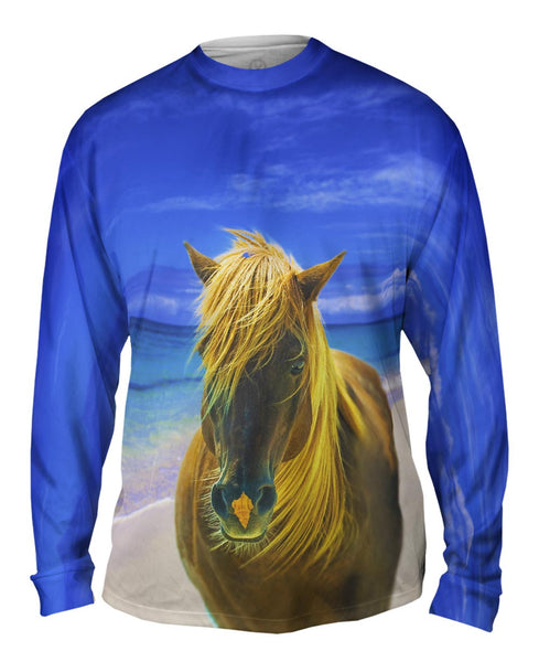 Sand Swept Beach Horse&nbsp;Mens Long Sleeve